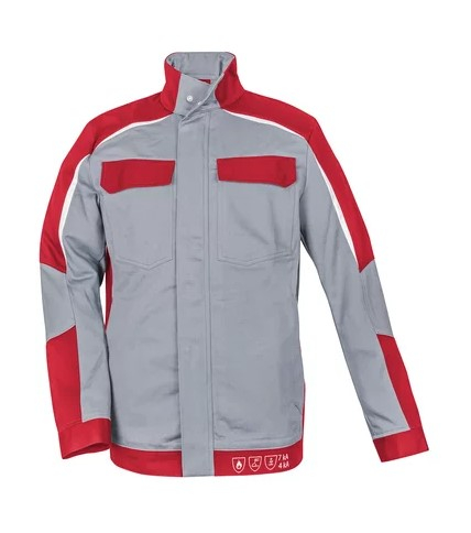 HB-Blouson, Strlichtbogenschutz 7kA/4kA, ArcSelect, 2-lagig, zweifarbig, Stehkragen, verdeckte Druckknpfe, mittelgrau/rot
